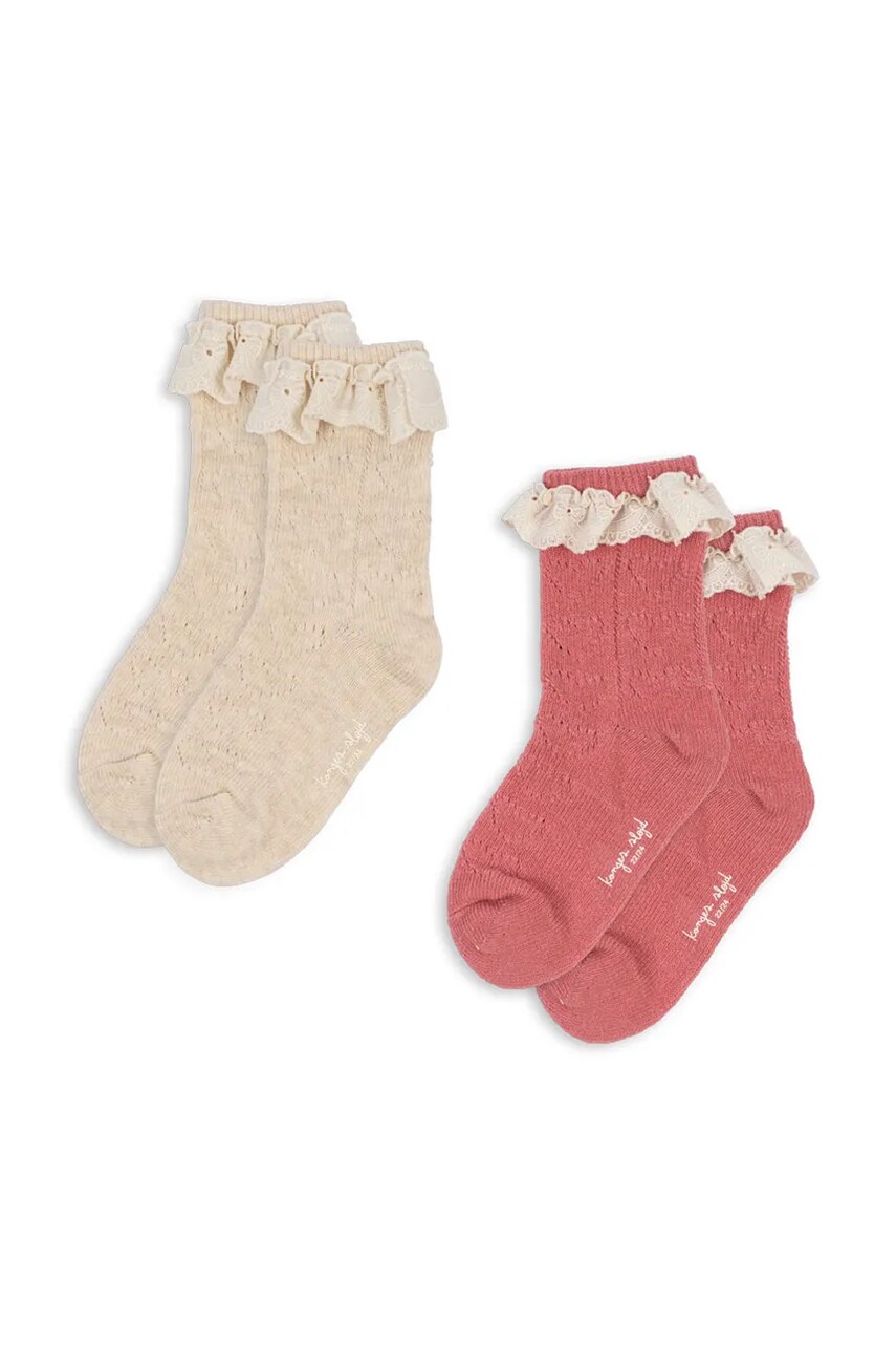 Levně Dětské ponožky Konges Sløjd 2 PACK POINTELLE SOCKS 2-pack růžová barva, KS102892
