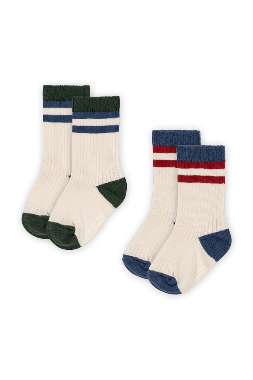 Konges Sløjd șosete copii 2 PACK RIB SOCKS 2-pack culoarea bej, KS102922 Konges Sløjd șosete copii 2 PACK RIB SOCKS 2-pack culoarea bej, KS102922