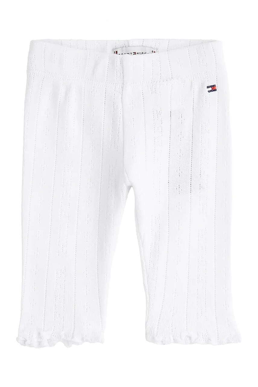 Levně Dětské bavlněné legíny Tommy Hilfiger bílá barva, KN0KN02035