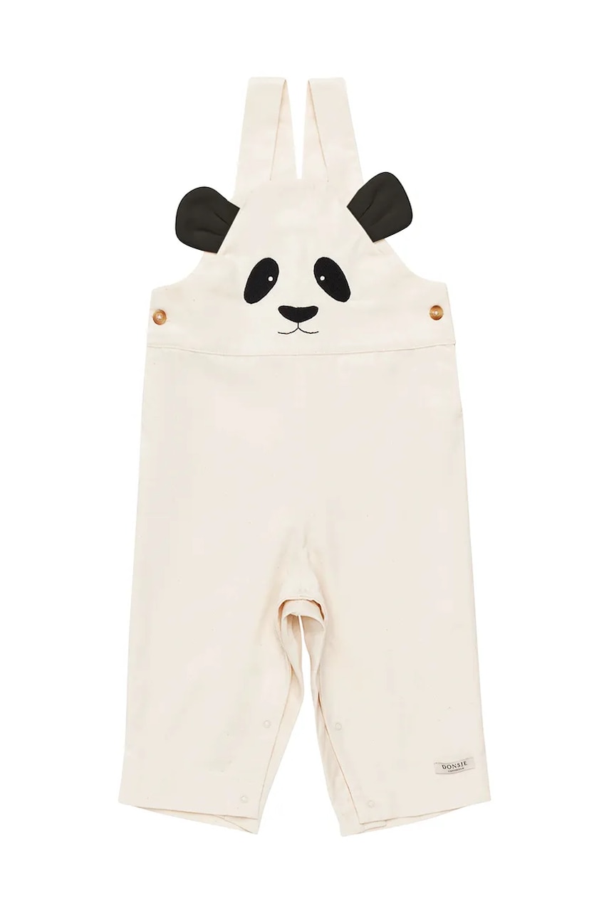 Donsje salopete pentru copii Kladi Overalls Panda culoarea bej, cu imprimeu, 3036601 Donsje salopete pentru copii Kladi Overalls Panda culoarea bej, cu imprimeu, 3036601