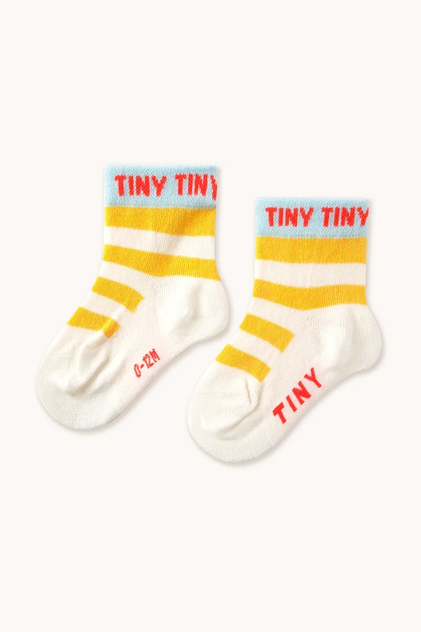 Levně Dětské ponožky Tinycottons STRIPES SHORT HEIGHT SOCKS žlutá barva, SS25-458