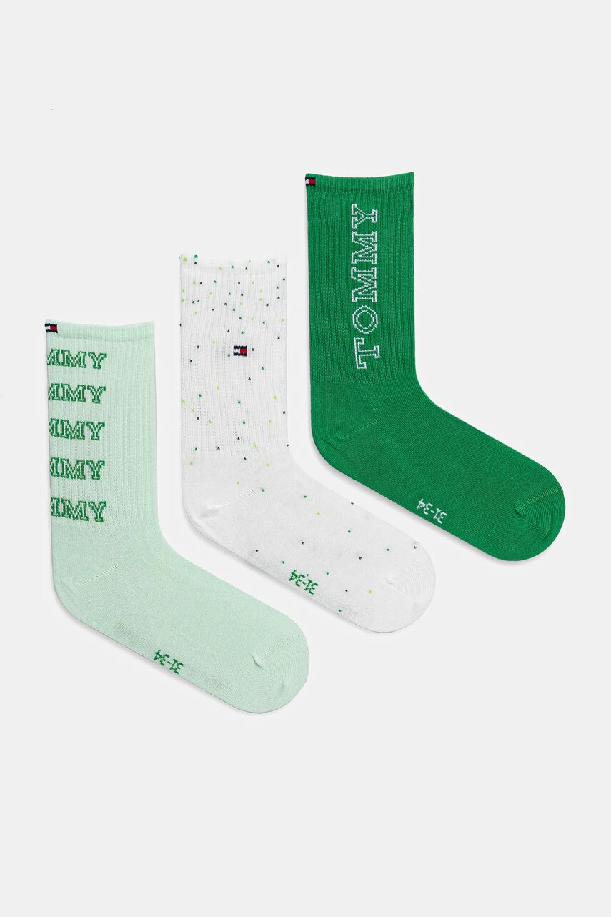 Levně Dětské ponožky Tommy Hilfiger 3-pack zelená barva, 701232711