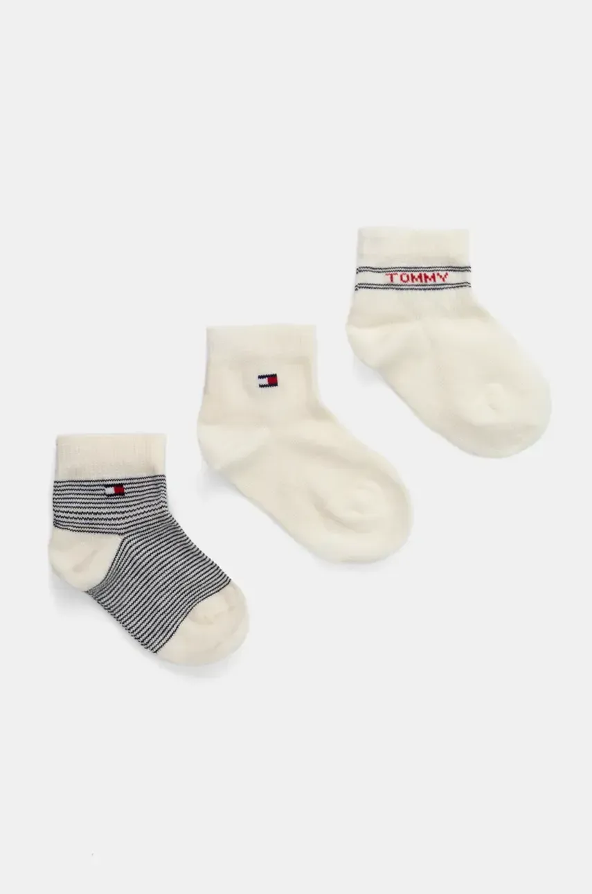 Levně Kojenecké ponožky Tommy Hilfiger 3-pack béžová barva, 701232722
