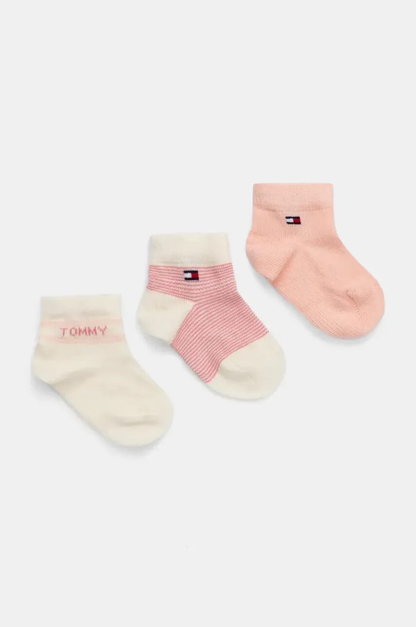 Levně Kojenecké ponožky Tommy Hilfiger 3-pack oranžová barva, 701232722