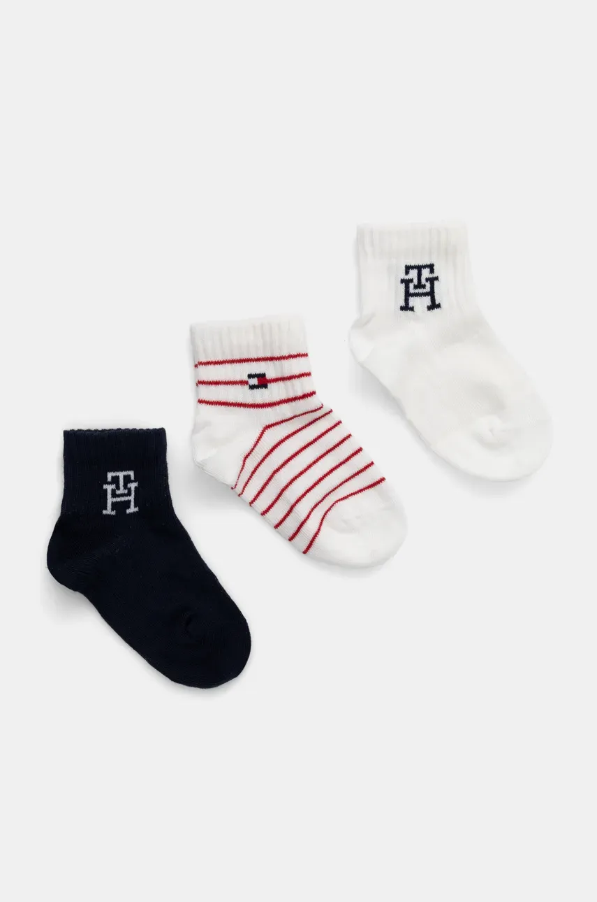 Levně Kojenecké ponožky Tommy Hilfiger 3-pack tmavomodrá barva, 701232851
