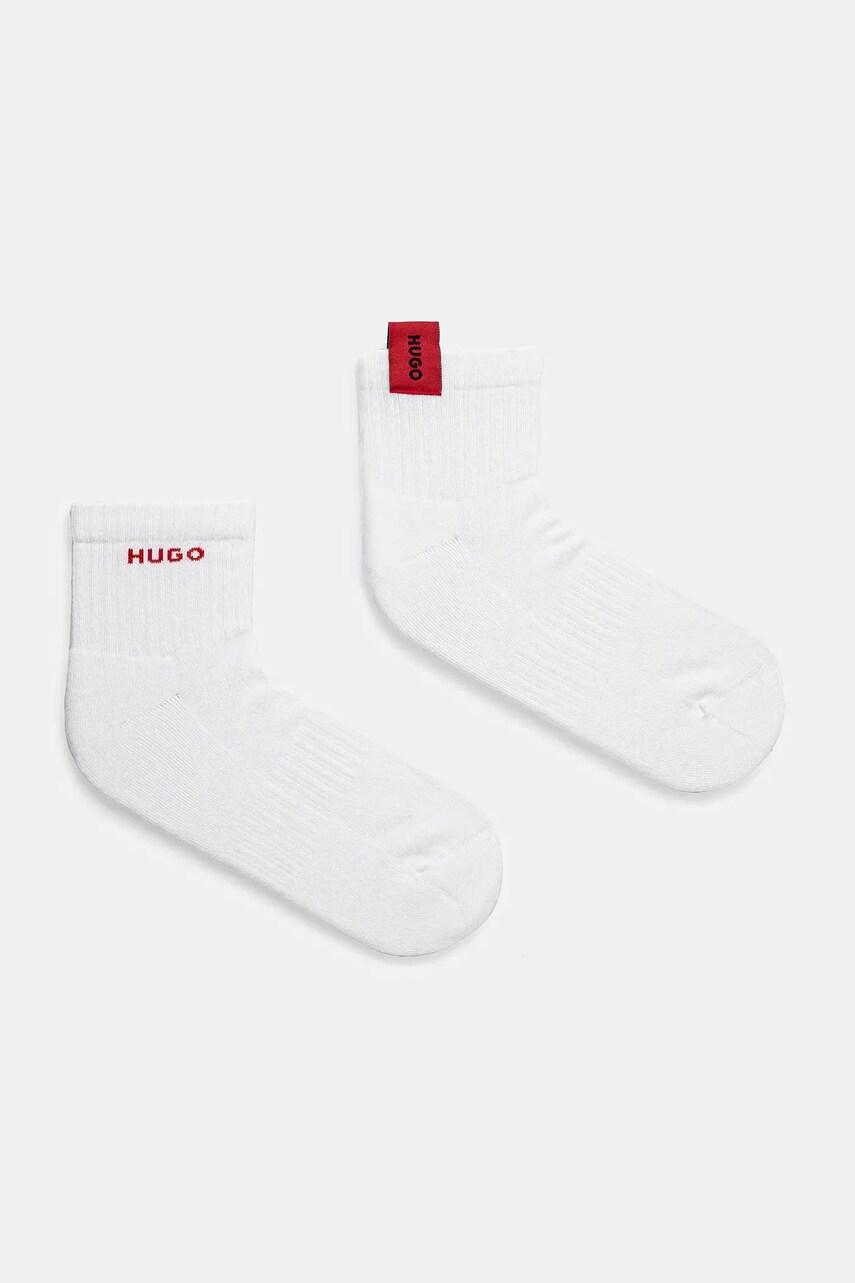 Levně Bavlněné ponožky HUGO 2-pack bílá barva, 50531469