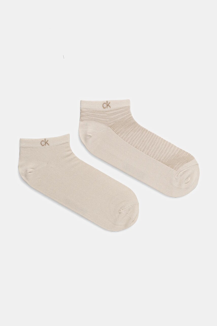 Levně Ponožky Calvin Klein 2-pack pánské, béžová barva, 701232663