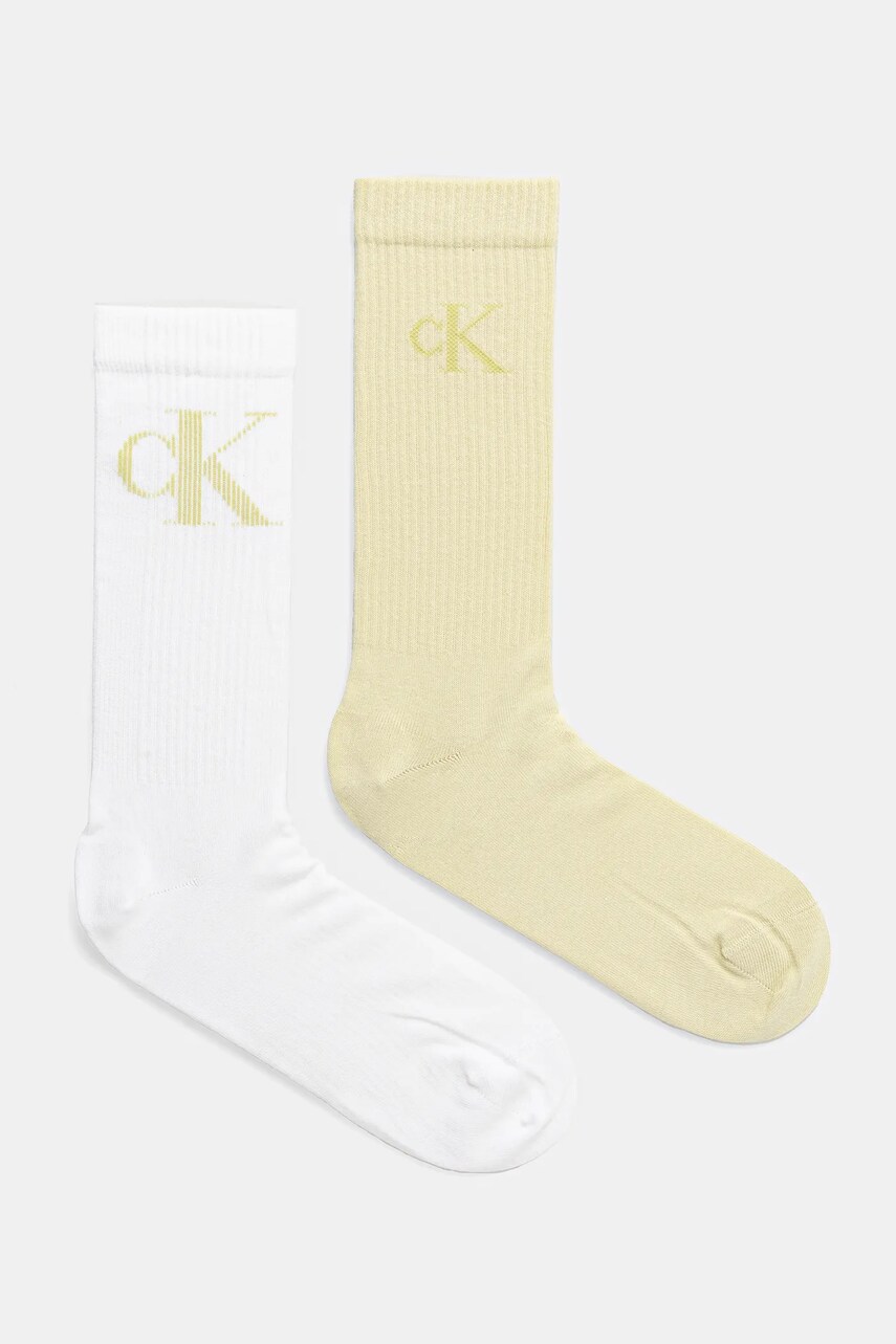 Levně Ponožky Calvin Klein Jeans 2-pack pánské, bílá barva, 701231387