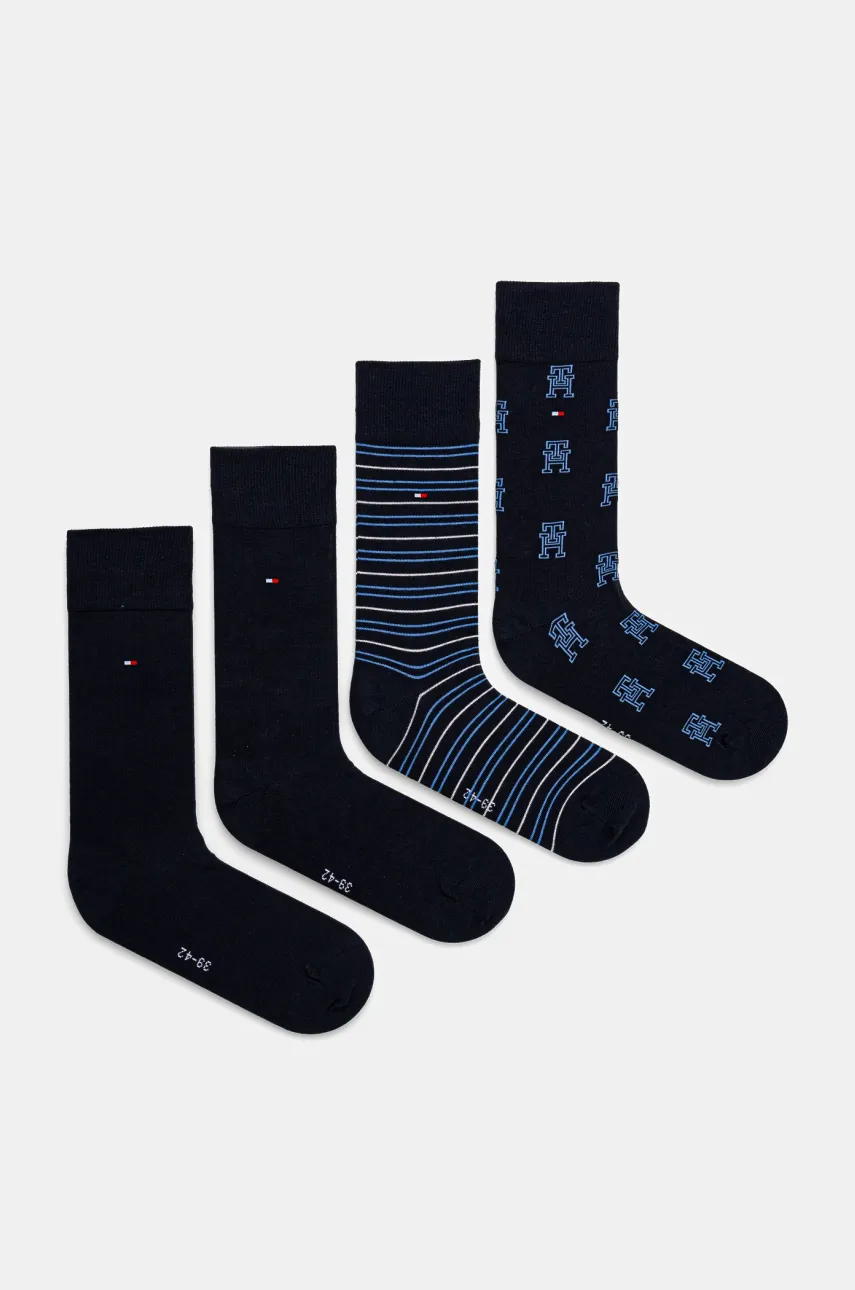 Levně Ponožky Tommy Hilfiger 4-pack pánské, tmavomodrá barva, 701232605