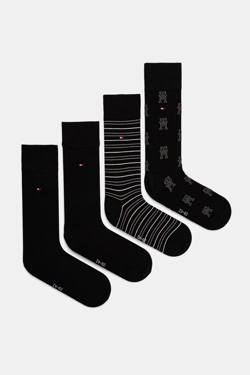 Levně Ponožky Tommy Hilfiger 4-pack pánské, černá barva, 701232605