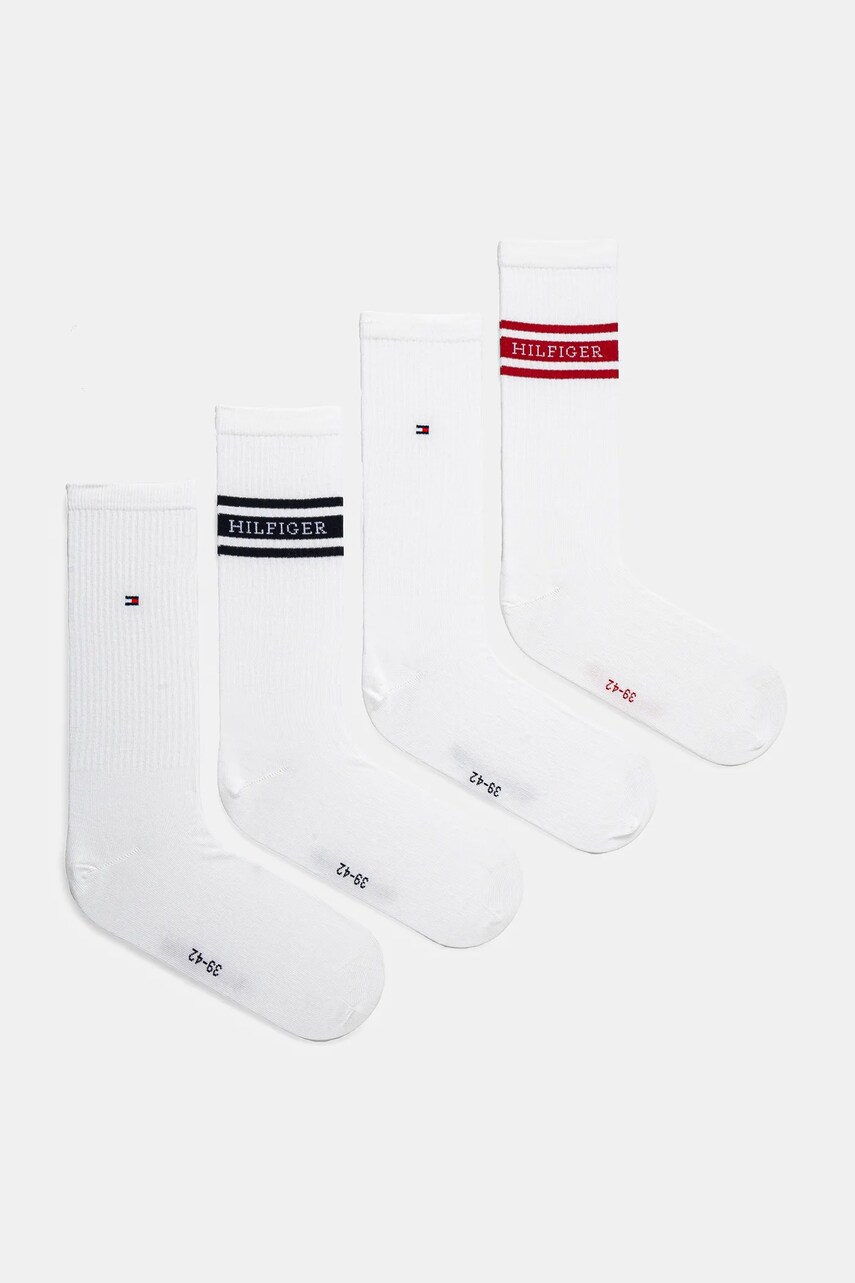 Levně Ponožky Tommy Hilfiger 4-pack pánské, bílá barva, 701232606