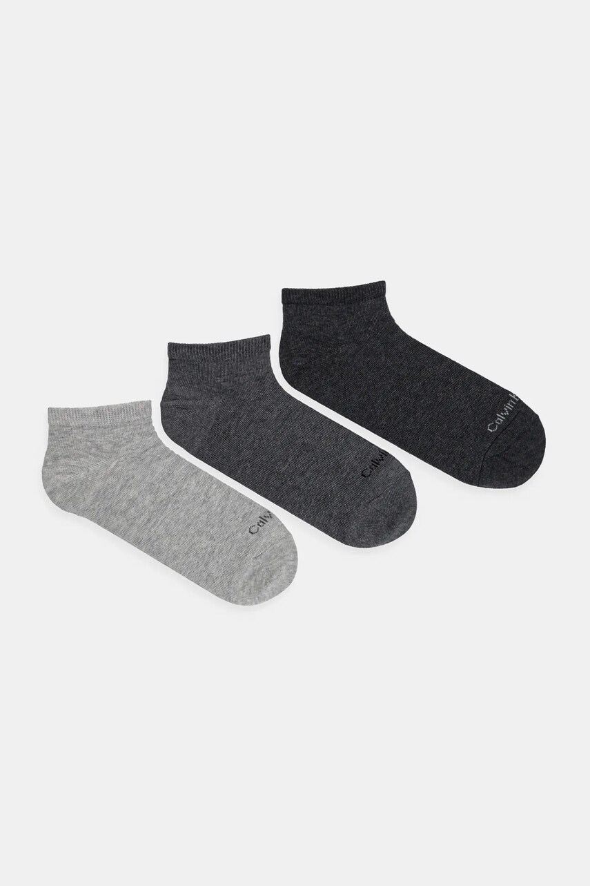Levně Ponožky Calvin Klein 3-pack pánské, šedá barva, 701233831