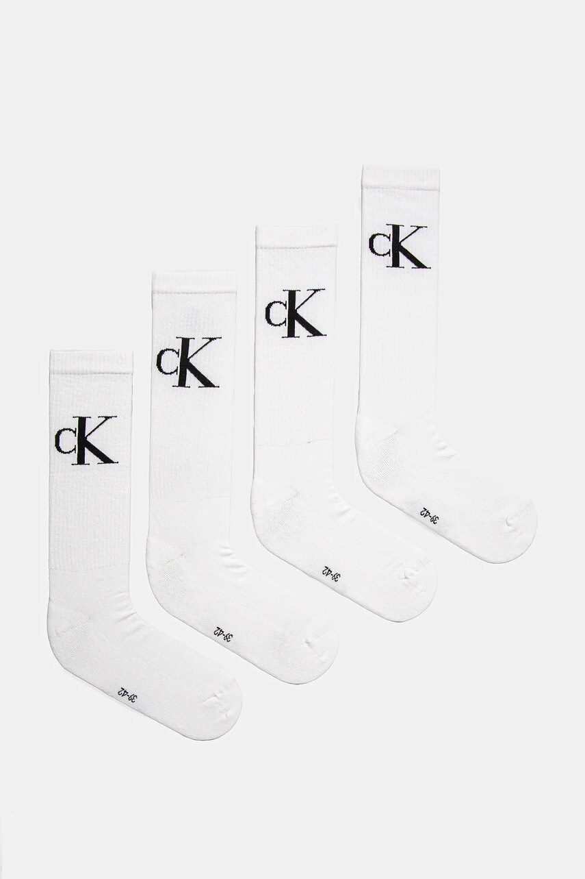 Levně Ponožky Calvin Klein Jeans 4-pack pánské, bílá barva, 701232676