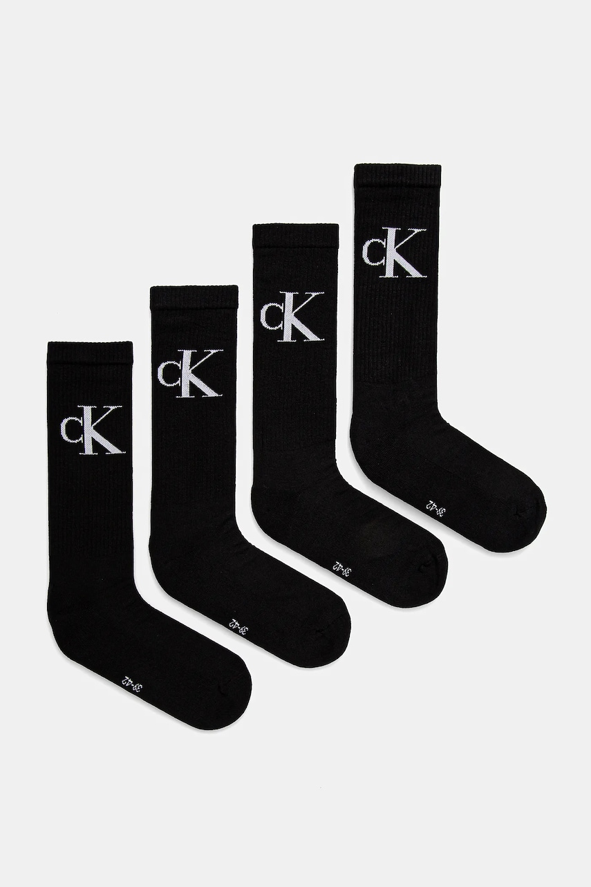 Levně Ponožky Calvin Klein Jeans 4-pack pánské, černá barva, 701232676