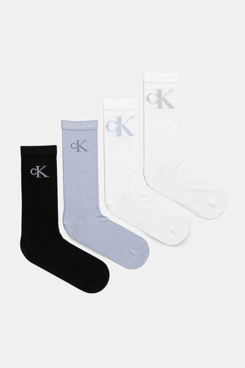 Levně Ponožky Calvin Klein Jeans 4-pack pánské, bílá barva, 701235865