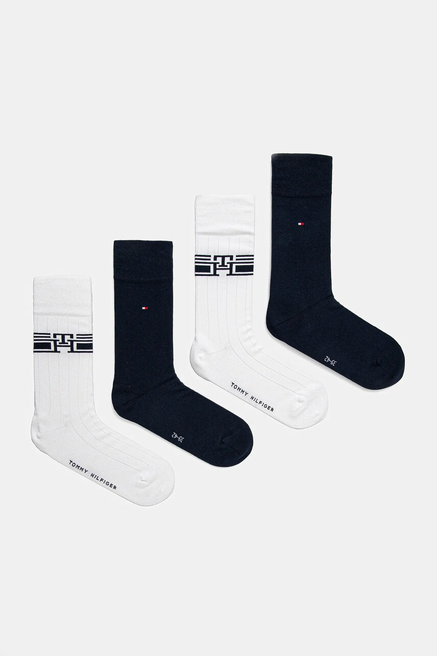 Levně Ponožky Tommy Hilfiger 4-pack pánské, bílá barva, 701235882