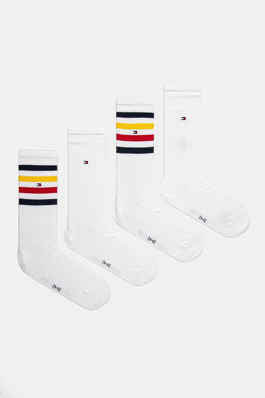 Levně Ponožky Tommy Hilfiger 4-pack pánské, bílá barva, 701235883