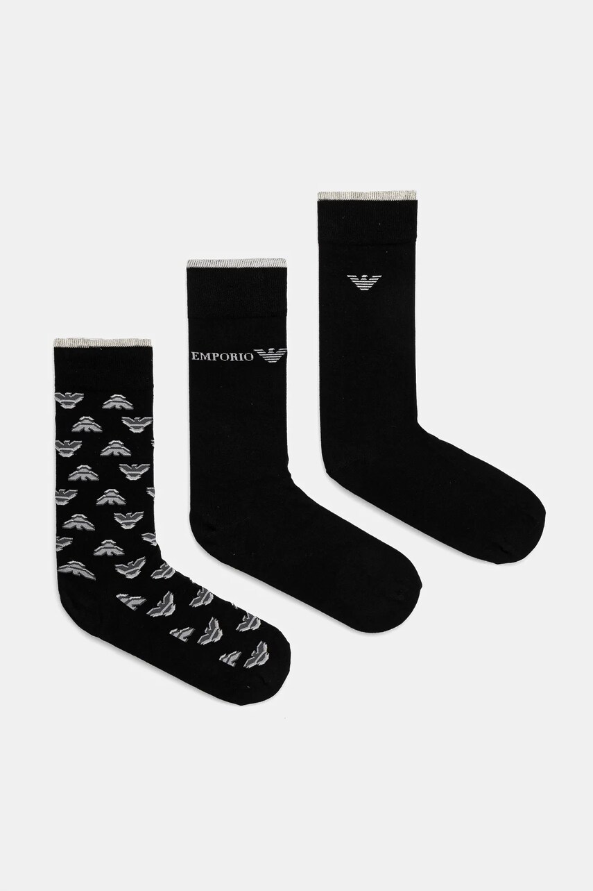 Emporio Armani Underwear sosete 3-pack barbati, culoarea negru, EM000554 AF13202