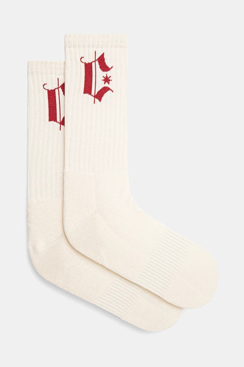 Marcelo Burlon sosete Headletter Short Socks Ecru Burgundy barbati, culoarea bej, CMRA015S25KNI0026F28 Marcelo Burlon sosete Headletter Short Socks Ecru Burgundy barbati, culoarea bej, CMRA015S25KNI0026F28