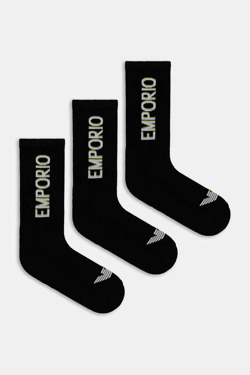 Emporio Armani Underwear sosete 3-pack culoarea negru, EM000554 AF12299