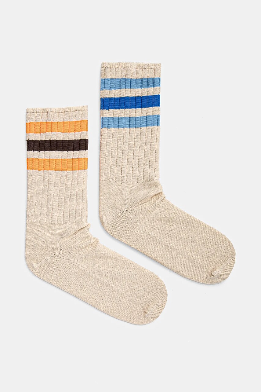 Levně Ponožky s příměsí lnu adidas Originals 2-pack béžová barva, JC8625