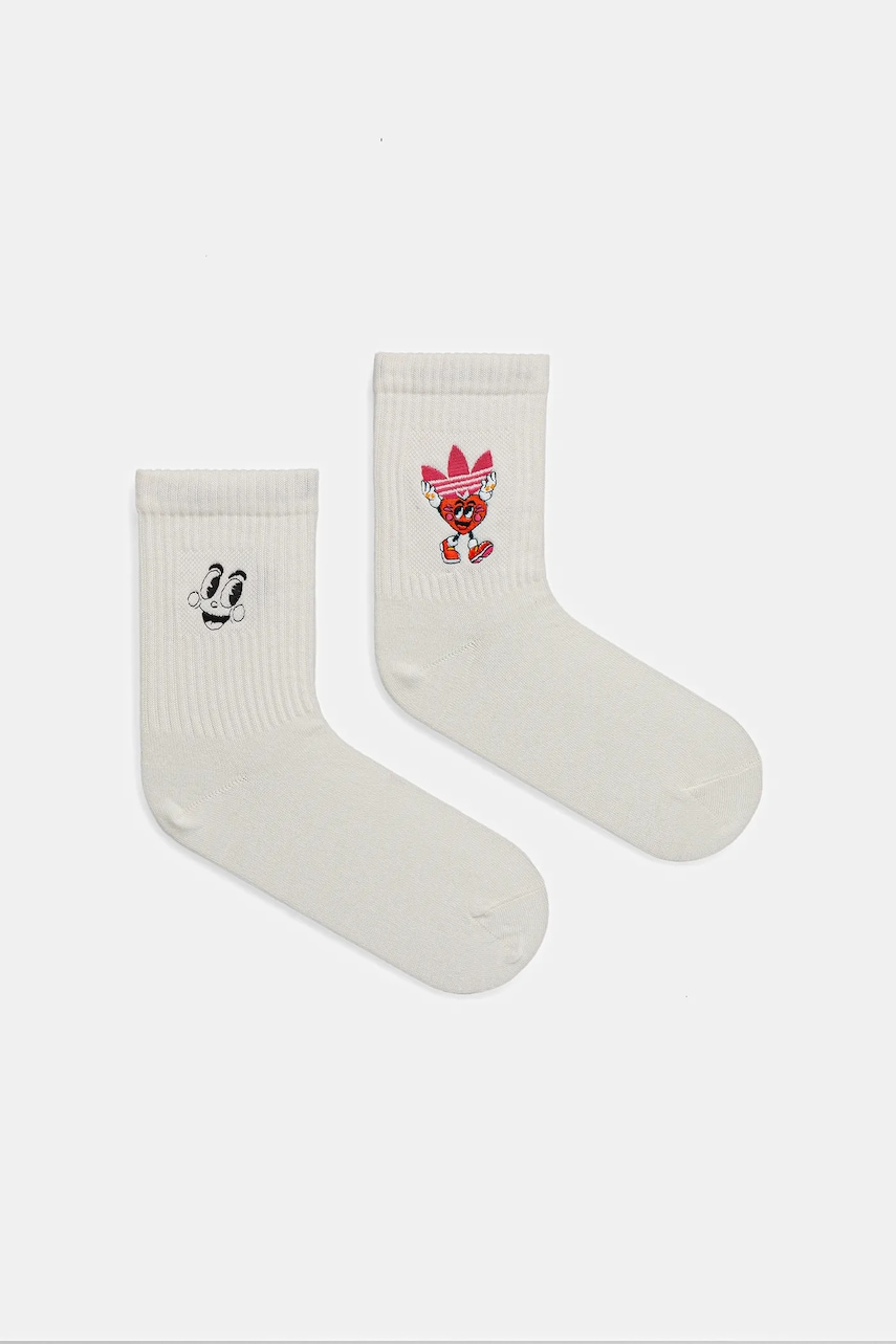 adidas Originals șosete Nelson 2-pack culoarea alb, JC8656 adidas Originals șosete Nelson 2-pack culoarea alb, JC8656