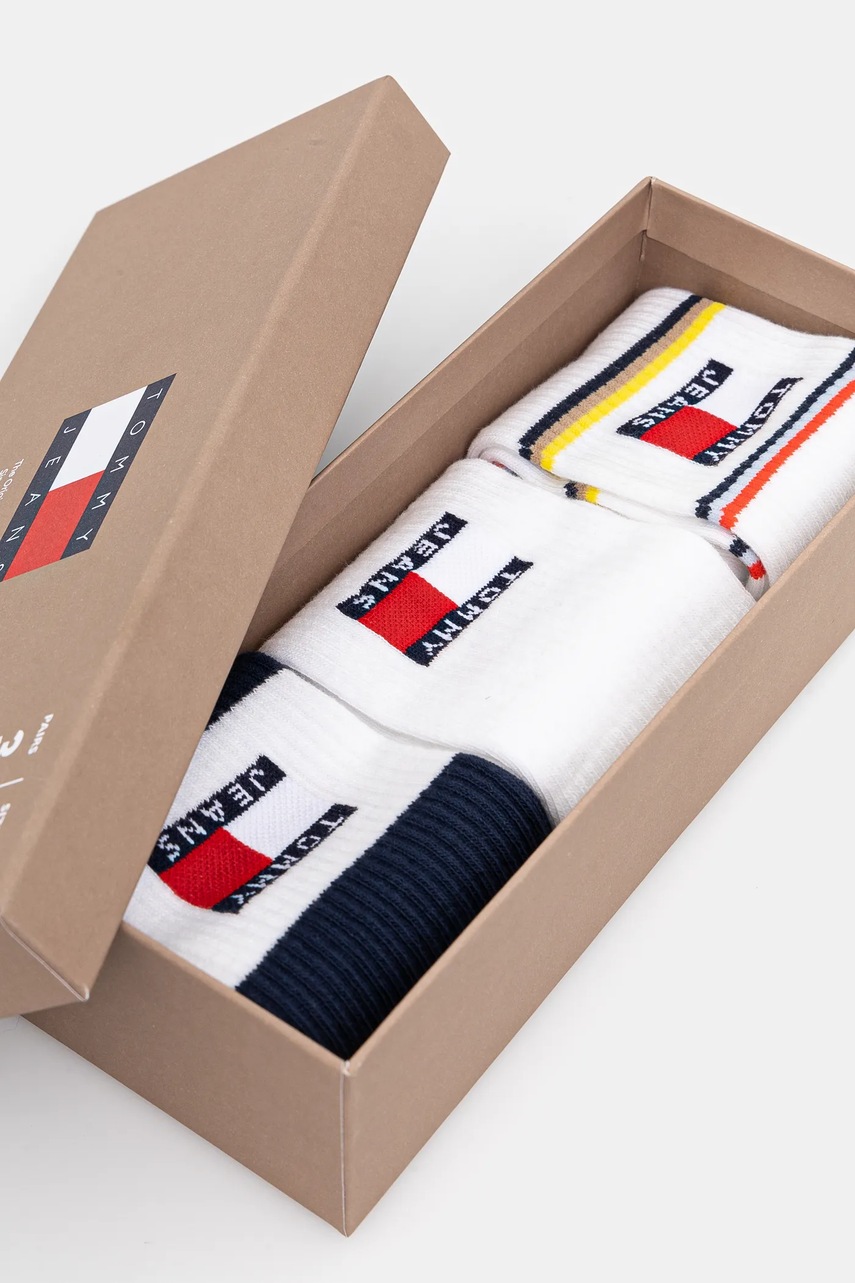 Шкарпетки Tommy Jeans 3-pack колір білий 701232734 