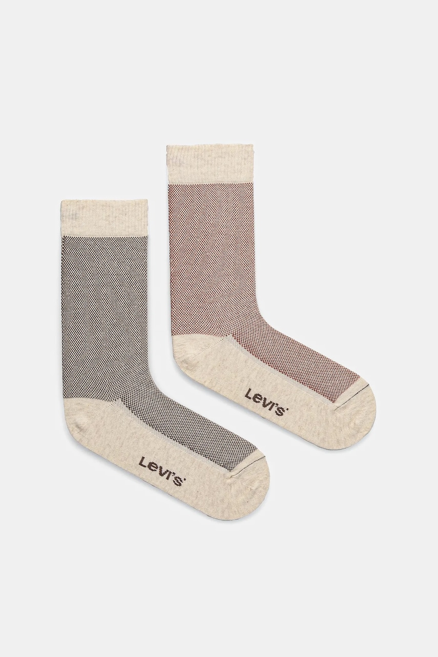 Levi's sosete 2-pack culoarea bej, 37157-1211 Levi's sosete 2-pack culoarea bej, 37157-1211