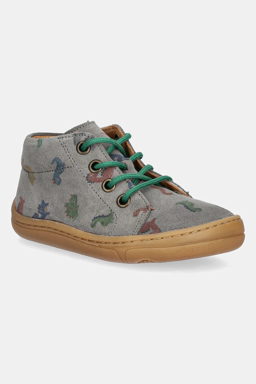 Froddo pantofi din piele intoarsa pentru copii BAREFOOT FIRST STEP LACES culoarea gri, G2130325 Froddo pantofi din piele intoarsa pentru copii BAREFOOT FIRST STEP LACES culoarea gri, G2130325