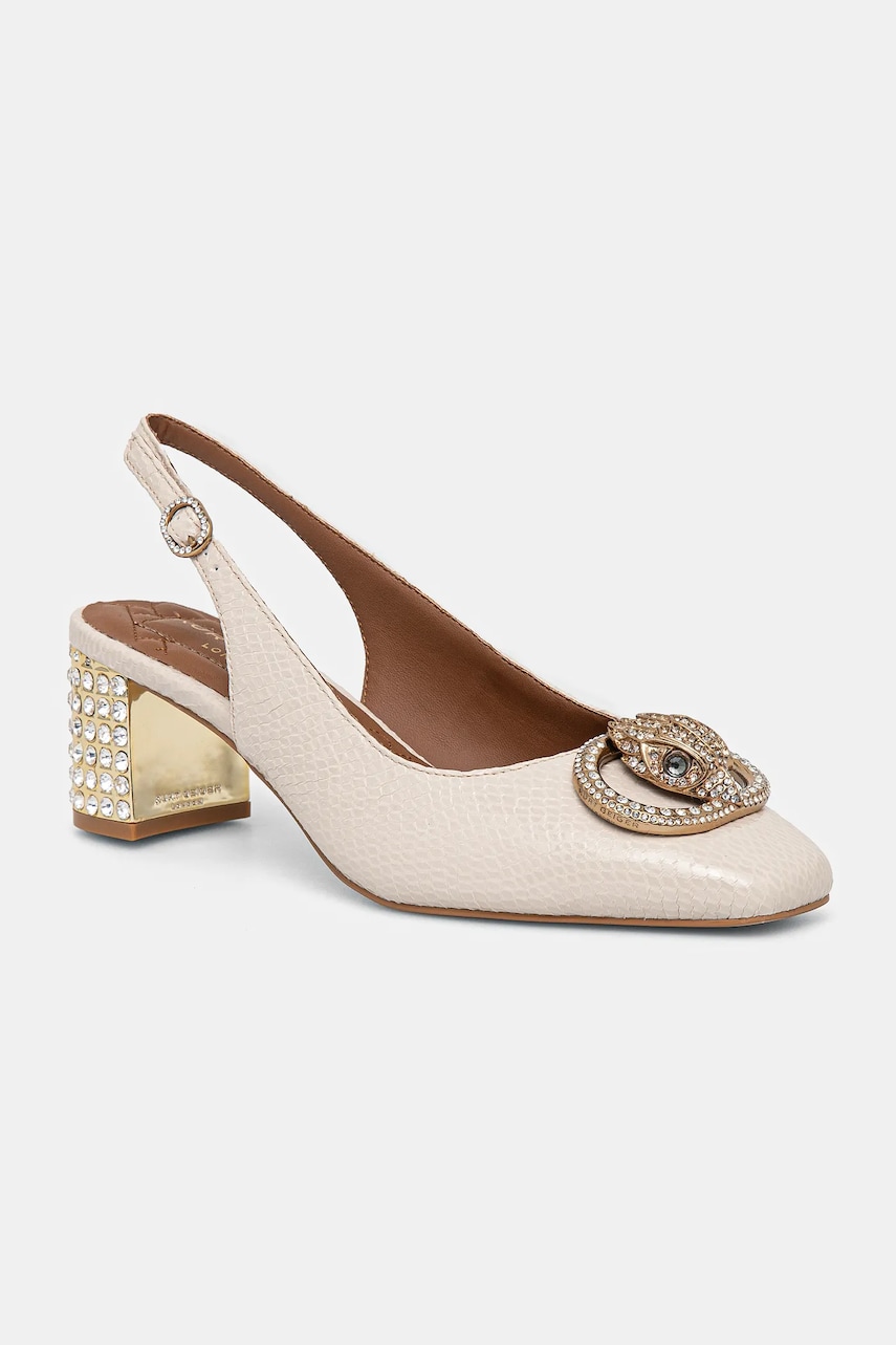 Kurt Geiger London pantofi de piele Chelsea Block Slingback culoarea bej, cu toc drept, cu toc deschis, 3415024189 Kurt Geiger London pantofi de piele Chelsea Block Slingback culoarea bej, cu toc drept, cu toc deschis, 3415024189