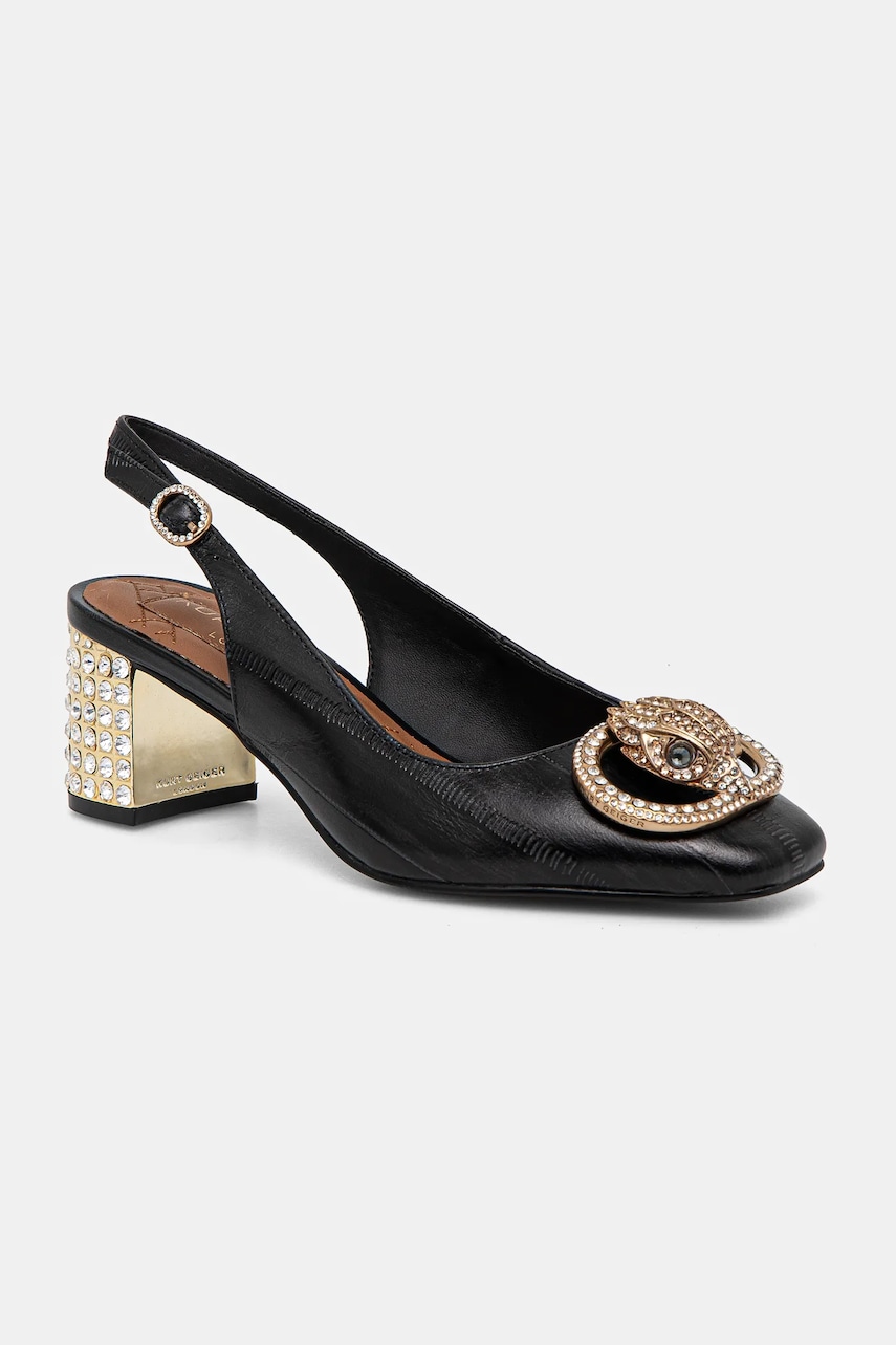 Kurt Geiger London pantofi de piele Chelsea Block Slingback culoarea negru, cu toc drept, cu toc deschis, 3415000189