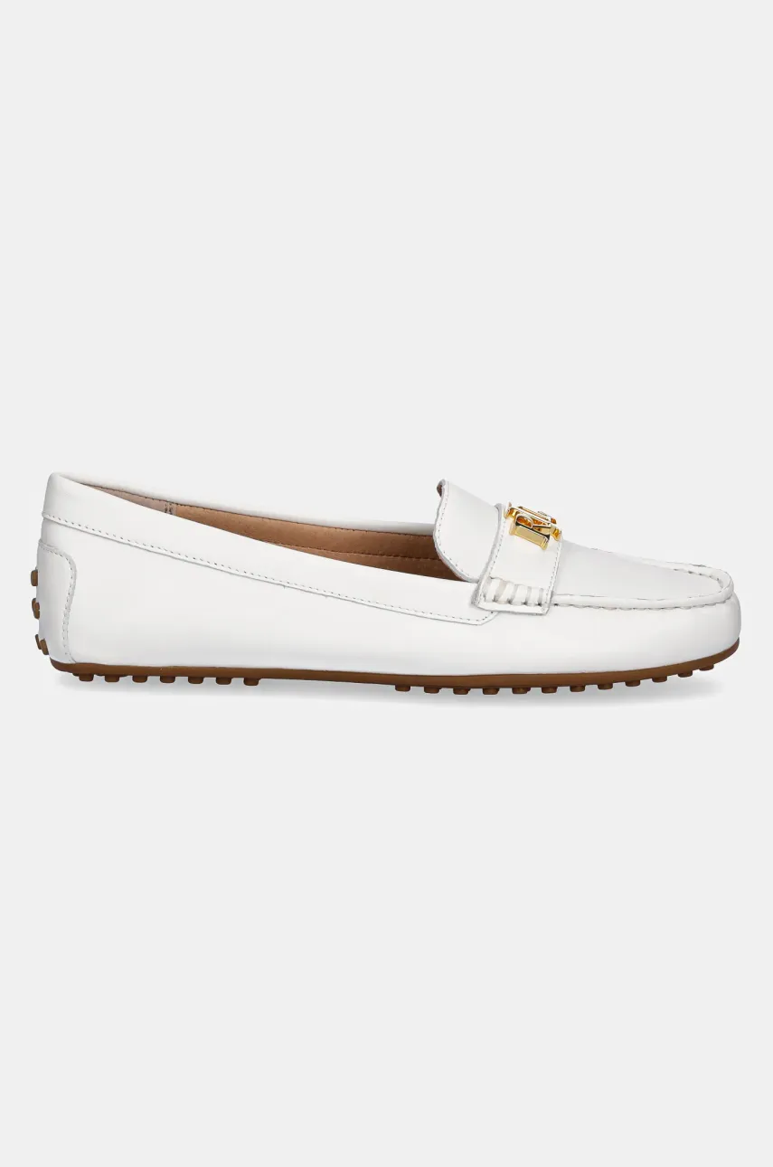 Кожаные мокасины Lauren Ralph Lauren Barnsbury женские цвет белый на плоском ходу 802852847024 Кожаные мокасины Lauren Ralph Lauren Barnsbury женские цвет белый на плоском ходу 802852847024