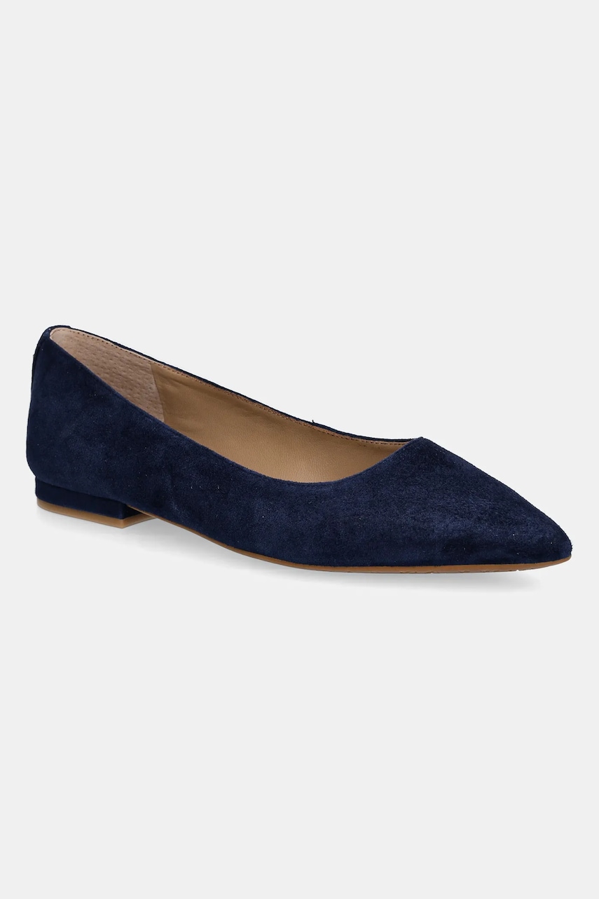 Levně Semišové baleríny Lauren Ralph Lauren Londyn tmavomodrá barva, 802871265006