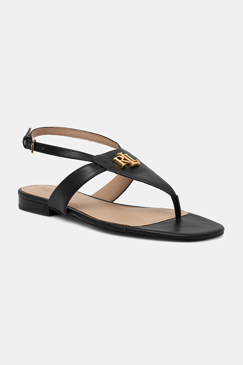 Levně Kožené sandály Lauren Ralph Lauren Everley dámské, černá barva, 802959145001