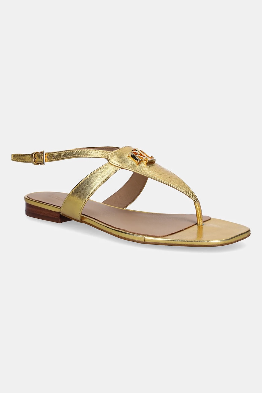 Levně Kožené sandály Lauren Ralph Lauren Everley dámské, zlatá barva, 802959147001