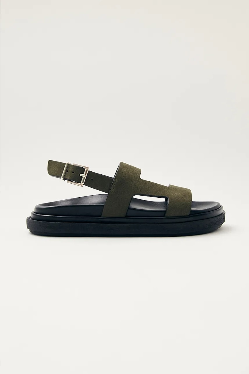 Alohas sandale din piele intoarsa Lorelei femei, culoarea verde, cu platforma, S100748-01 Alohas sandale din piele intoarsa Lorelei femei, culoarea verde, cu platforma, S100748-01