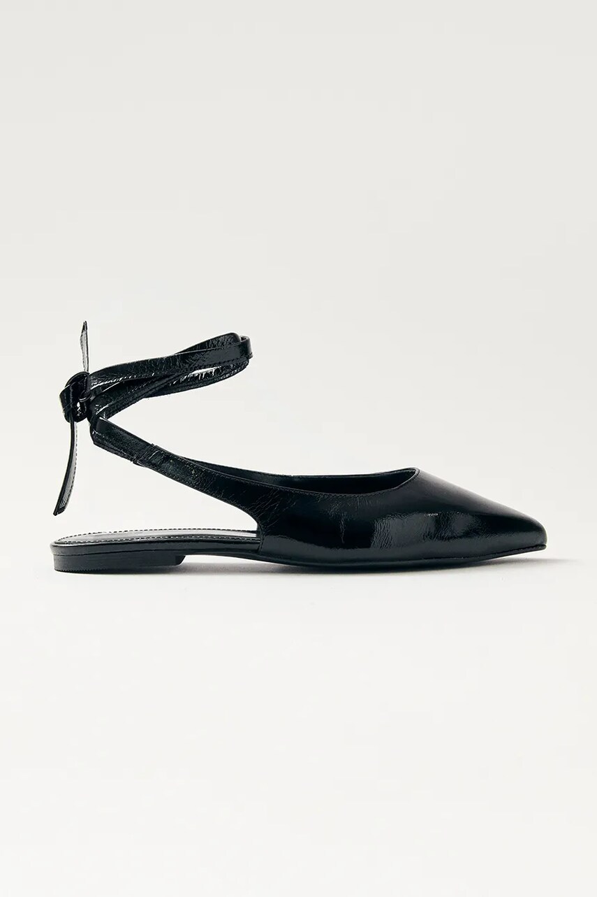 Alohas balerini de piele Ribbon culoarea negru, cu toc deschis, S100773-02