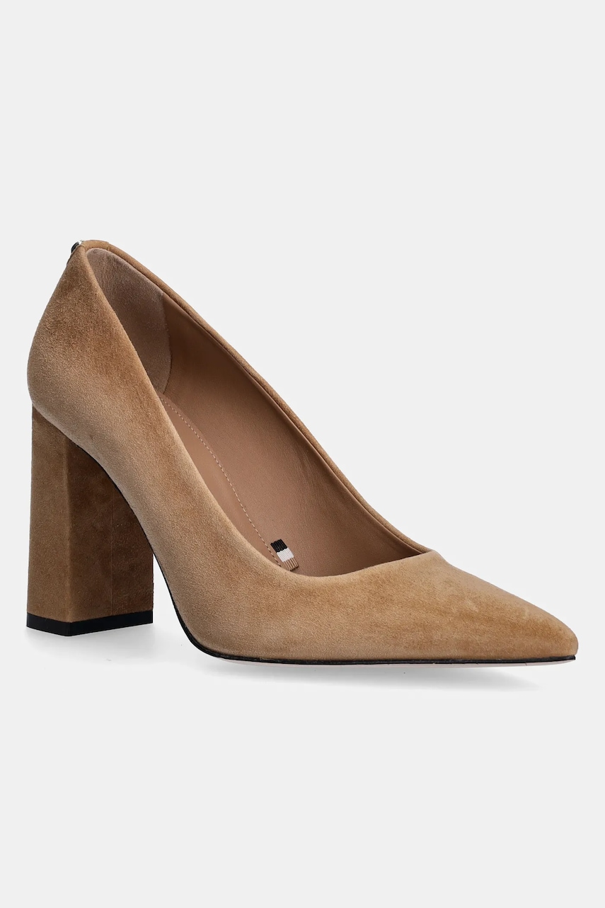 BOSS tocuri din piele intoarsa Janet culoarea bej, cu toc drept, 50536571