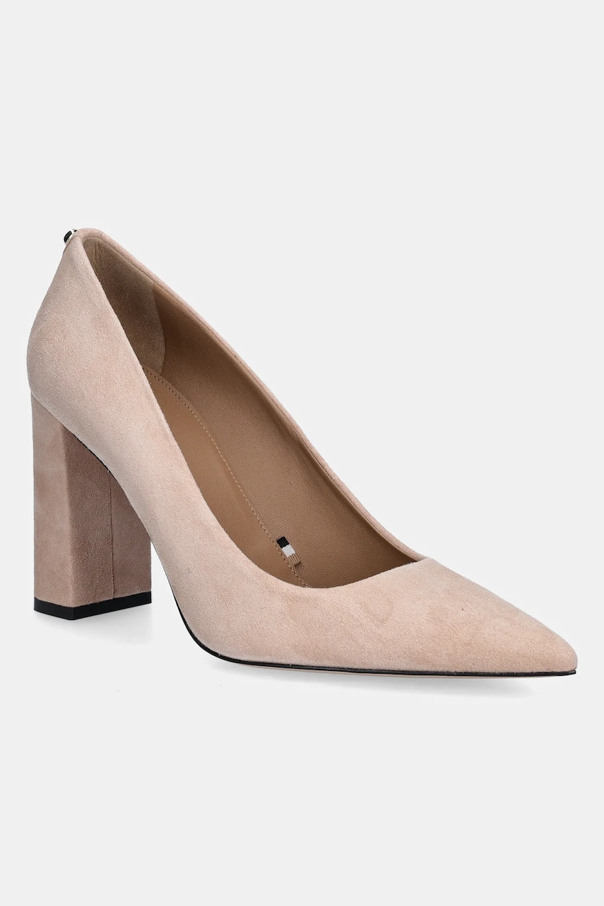BOSS tocuri din piele intoarsa Janet culoarea roz, cu toc drept, 50536571 BOSS tocuri din piele intoarsa Janet culoarea roz, cu toc drept, 50536571
