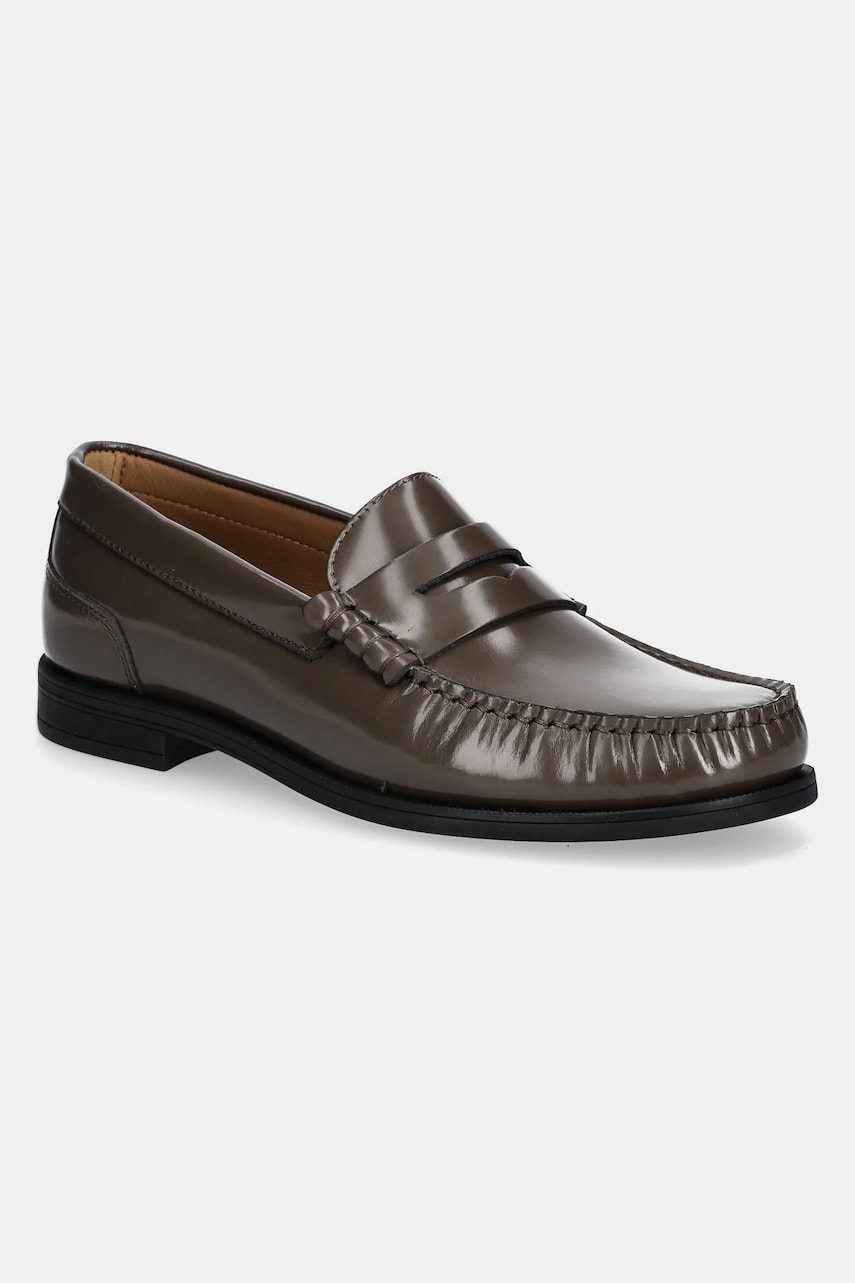 BOSS mocasini de piele Lycia femei, culoarea maro, cu toc plat, 50536344