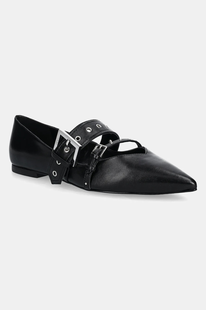 HUGO balerini de piele Maridia culoarea negru, 50536400