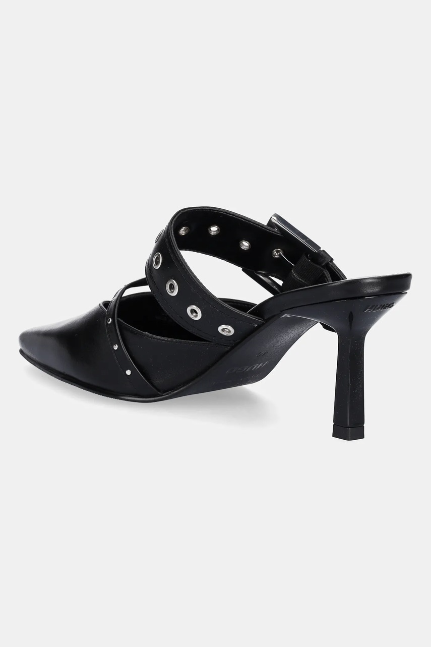 Δερμάτινα mules HUGO Katniss γυναικείες, χρώμα: μαύρο, 50536401 φωτογραφία