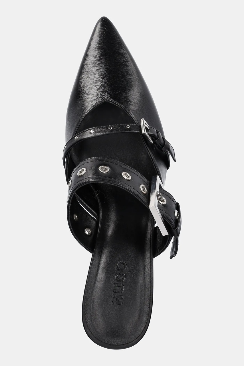 Δερμάτινα mules HUGO Katniss γυναικείες, χρώμα: μαύρο, 50536401 φωτογραφία