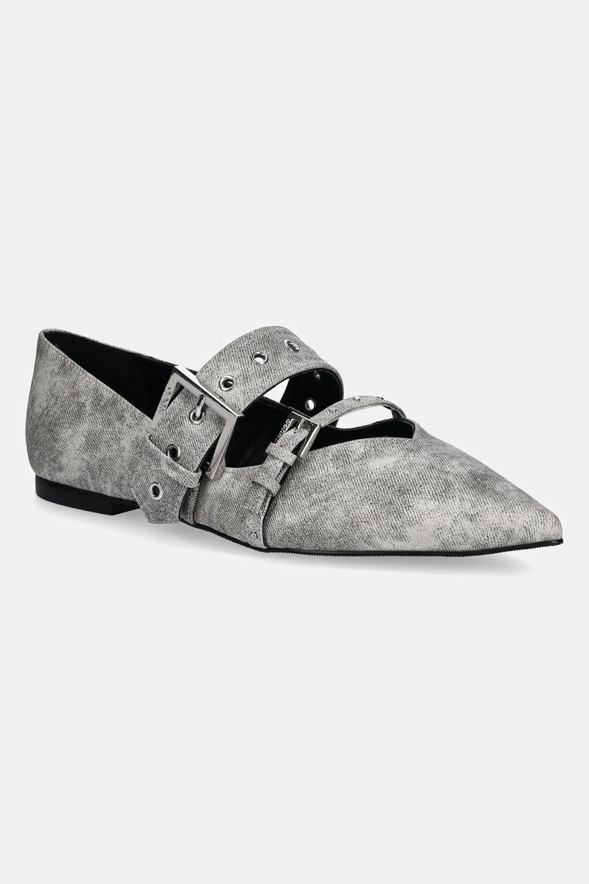 HUGO balerini de piele Maridia culoarea gri, 50536406