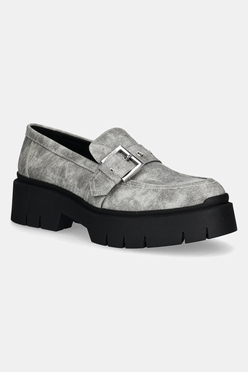HUGO mocasini Kris femei, culoarea gri, cu platforma, 50538600
