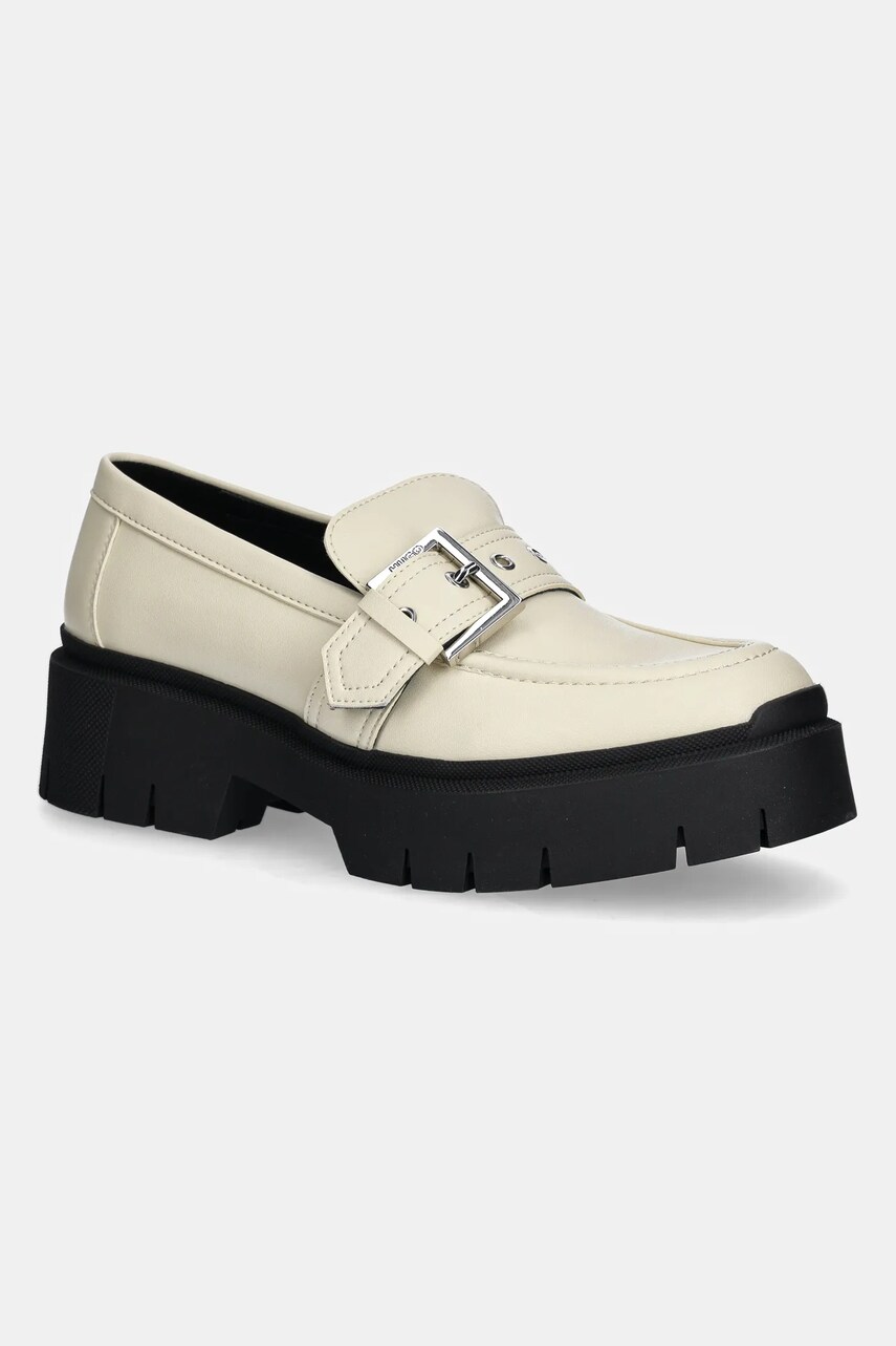 HUGO mocasini Kris femei, culoarea bej, cu platforma, 50538616