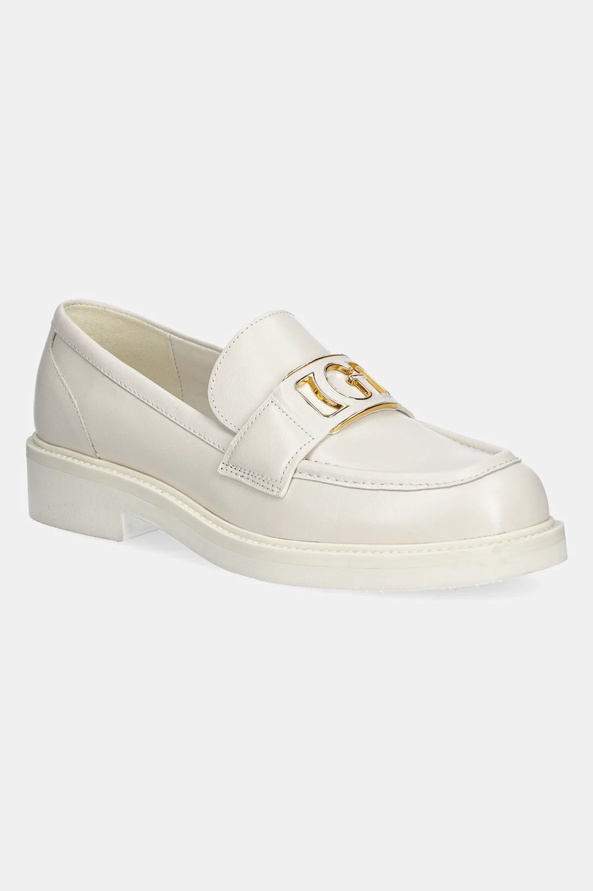Kožené mokasíny Guess SHUTTLE dámské, béžová barva, na platformě, FLPSHU LEA14