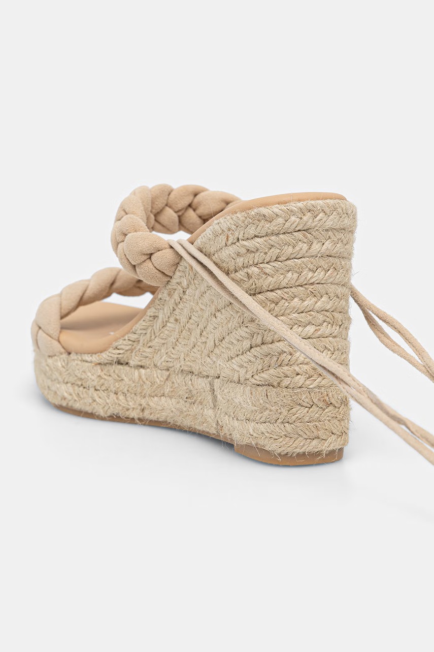 Semišové sandály Manebi Hamptons Two Braided Bands Wedge Espadrilles (obrázek 3)