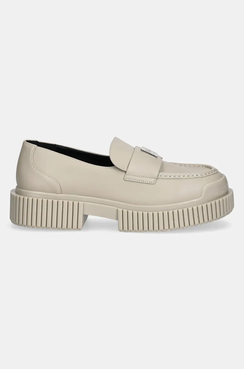Кожаные мокасины Armani Exchange женские цвет бежевый на платформе XDA006 XV874 00578 Кожаные мокасины Armani Exchange женские цвет бежевый на платформе XDA006 XV874 00578
