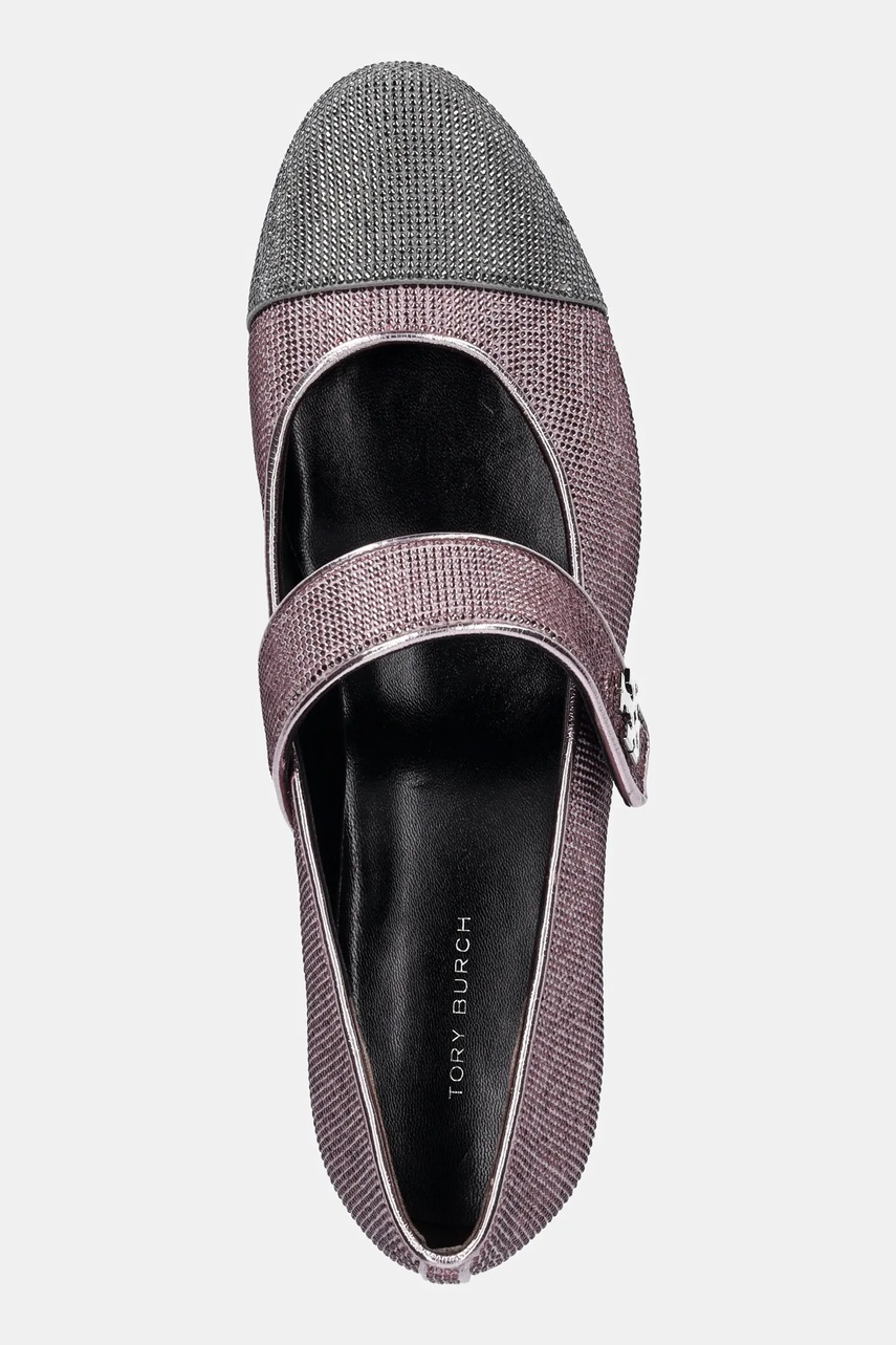 Semišové lodičky Tory Burch Cap-Toe Mary Jane Pave Heel Ballet (obrázek 4)
